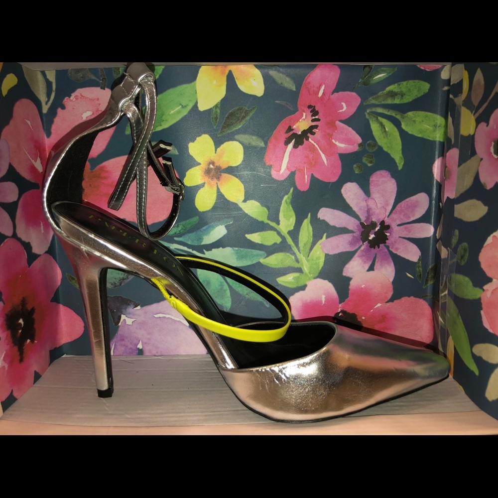 Silver and lime green pumps